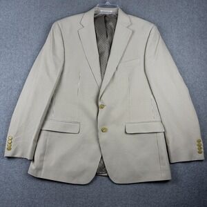 Lauren Ralph Lauren Blazer Mens 42R Beige Seersucker Striped Sport Coat Jacket
